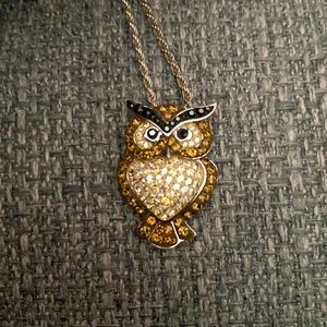 Sterling Silver Crystal Owl Pendant